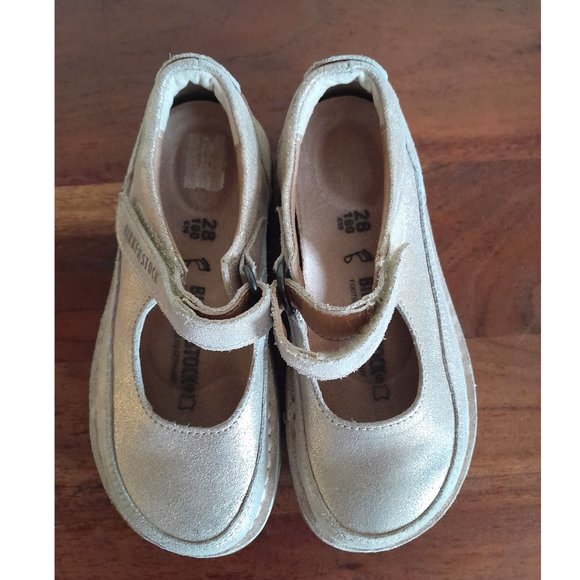SOLD-kid's Birkenstock leather shoes metallic gold adjustable strap sz 28 (C10) - Picture 4 of 12